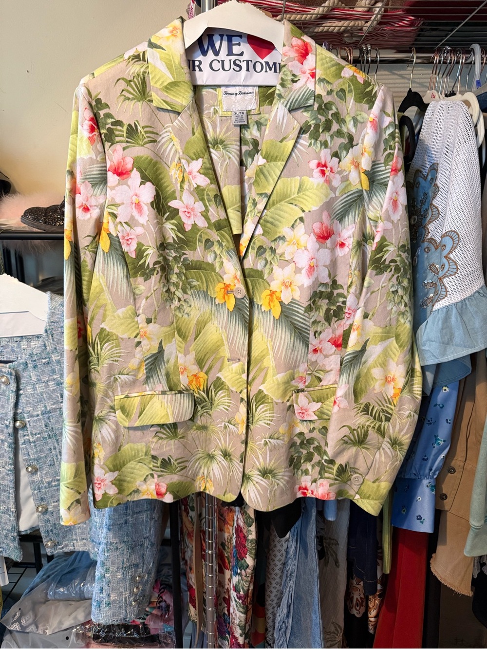 Tommy Bahama Tropical Floral Blazer in Green, Pink & Yellow